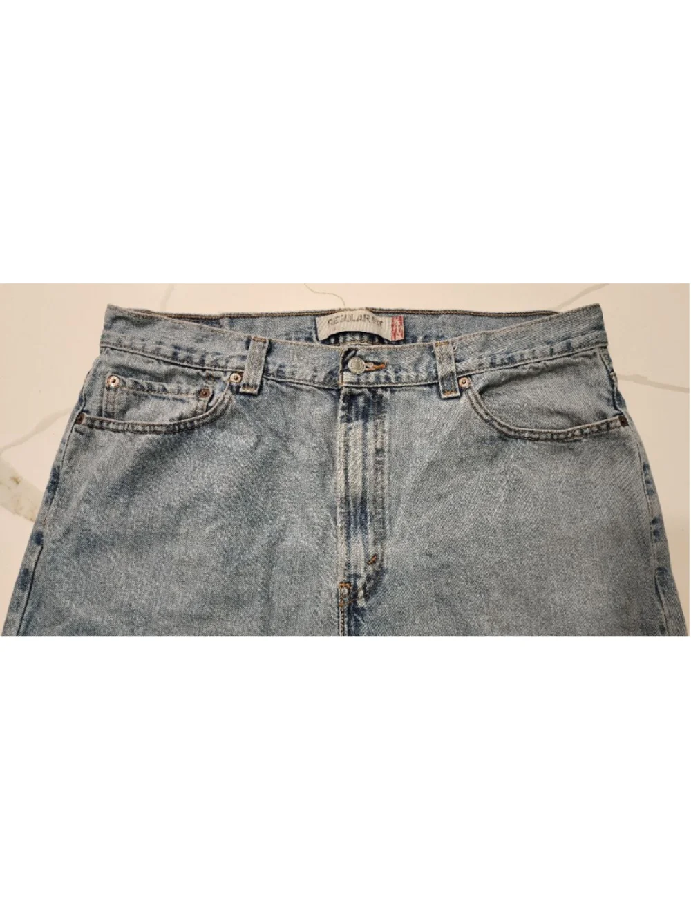 Levi's 505 Regular Fit Straight Leg Jeans Mens W36 L32 Light Blue Faded Denim